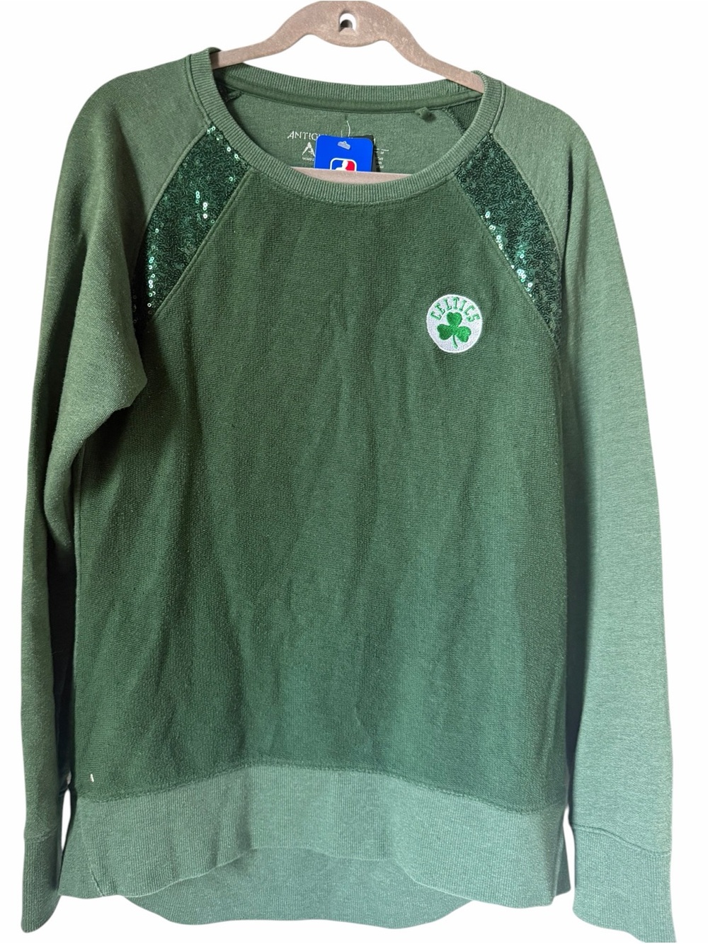 Green Celtics Sequin Terry Cotton Sweatshirt St. Patrick’s Day Paddy’s Day NBA